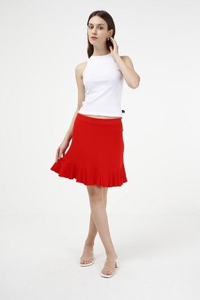 دامن قرمز زنانه ویسکون BRZ COLLECTION - کد 262263368