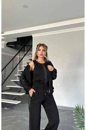 ست بالاتنه و پائین تنه مشکی زنانه بافتنی bonibon butikk - کد 858790113
