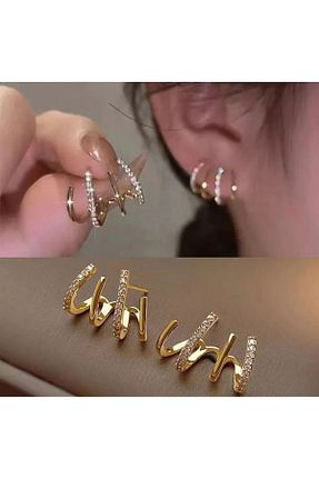 گوشواره جواهر طلائی زیرکن MRK - کد 797959510