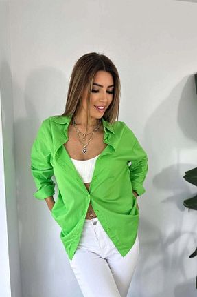 پیراهن سبز زنانه یقه پیراهنی CAN ÇAPAR - کد 858581360