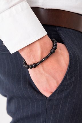 دستبند جواهر نارنجی مردانه سنگ طبیعی Binegger - کد 35523954