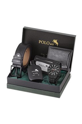 ست ساعت مچی مشکی مردانه فلزی polo air - کد 858674288
