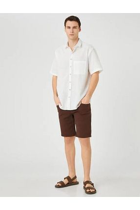پیراهن نباتی مردانه یقه کلاسیک Koton - کد 858767848