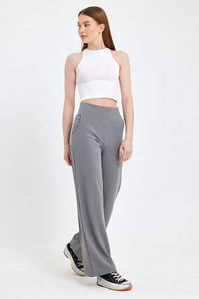 شلوار پارچه ای طوسی زنانه بلند Floral Sport - کد 798015016