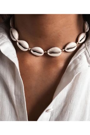 گردنبند جواهر سفید زنانه روکش طلا کد 130236750