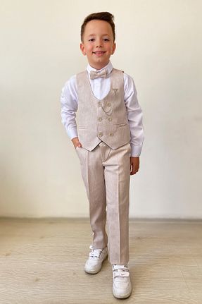 کت و شلوار بژ بچه گانه یقه کتی Pina Kids - کد 847062947
