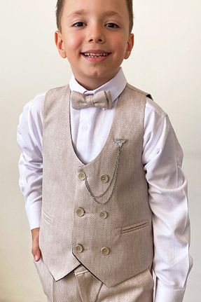 کت و شلوار بژ بچه گانه یقه کتی Pina Kids - کد 847062947