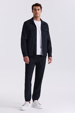 کت و شلوار سرمه ای مردانه یقه نوک تیز Jakamen - کد 817631475