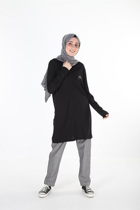 تونیک حجاب مشکی زنانه %100 پنبه Plistre - کد 377556426