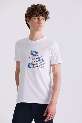 تیشرت سفید مردانه یقه دوچرخه Jakamen - کد 818407336