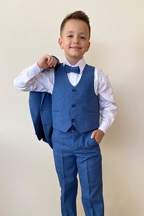 کت و شلوار سرمه ای بچه گانه یقه کتی Pina Kids - کد 857103169