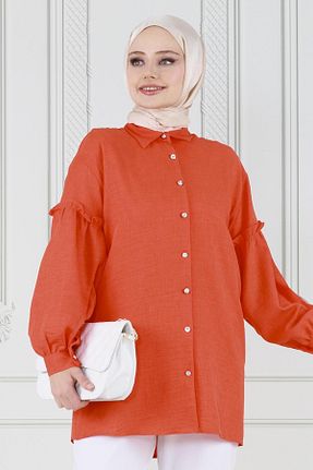 تونیک حجاب نارنجی زنانه پلی استر Sevitli - کد 829092781