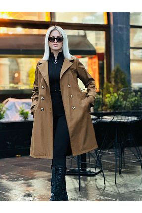 ترنچکت قهوه ای زنانه پلی استر QUBERZ - کد 788361083