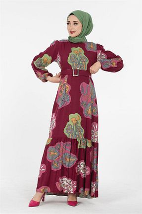لباس حجاب زرشکی زنانه اورسایز Sevitli - کد 655859738