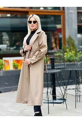 ترنچکت قهوه ای زنانه پلی استر QUBERZ - کد 788361348
