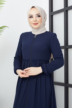 مانتو بلند حجاب سرمه ای زنانه hafsamina - کد 743000971