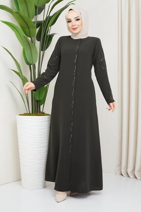 مانتو بلند حجاب خاکی زنانه hafsamina - کد 655242463