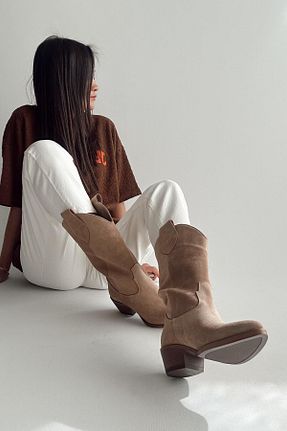 چکمه بژ زنانه چرم خالص nope21shoess - کد 767352659