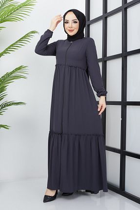 مانتو بلند حجاب طوسی زنانه hafsamina - کد 743088355