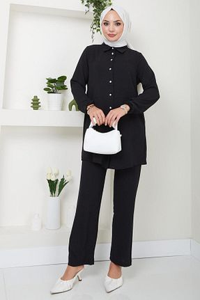 ست بالاتنه و پائین تنه حجاب مشکی زنانه رگولار hafsamina - کد 839710242