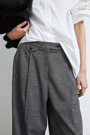 شلوار طوسی زنانه پاچه لوله تفنگی H&M - کد 858378408