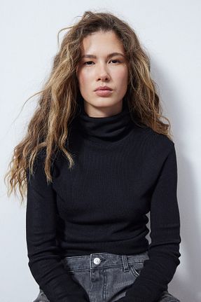 بادی مشکی زنانه یقه ماهیگیر H&M - کد 858376057