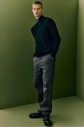 شلوار طوسی مردانه پنبه ای H&M - کد 858709994