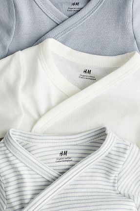 بادی و سرهمی نوزادی آبی بچه گانه پنبه ای H&M - کد 857901223