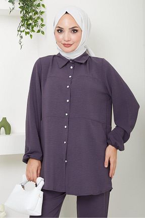 ست بالاتنه و پائین تنه حجاب طوسی زنانه رگولار hafsamina - کد 839711122