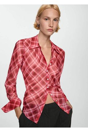 پیراهن زرشکی زنانه رگولار MANGO - کد 848615746