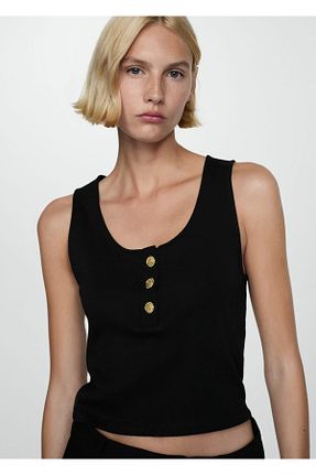 تیشرت مشکی زنانه اسلیم فیت MANGO - کد 848896001