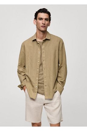 پیراهن خاکی مردانه رگولار MANGO Man - کد 832592393