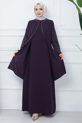 لباس حجاب بنفش زنانه سایز بزرگ hafsamina - کد 804874812