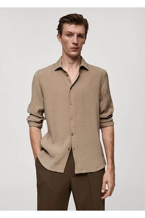 پیراهن قهوه ای مردانه رگولار MANGO Man - کد 845215613