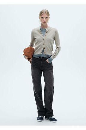 شلوار جین مشکی زنانه رگولار MANGO - کد 847341891