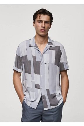 پیراهن طوسی مردانه رگولار MANGO Man - کد 837169432