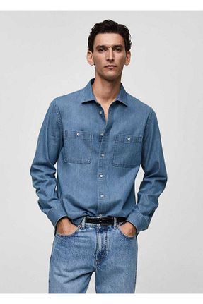 پیراهن آبی مردانه رگولار MANGO Man - کد 843912249