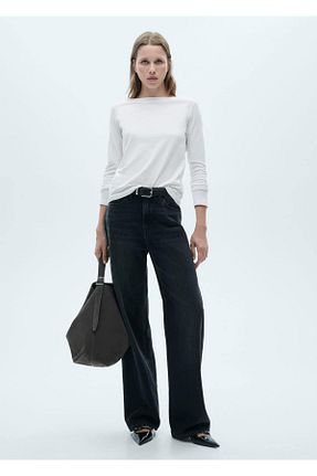 تیشرت سفید زنانه رگولار MANGO - کد 851089327