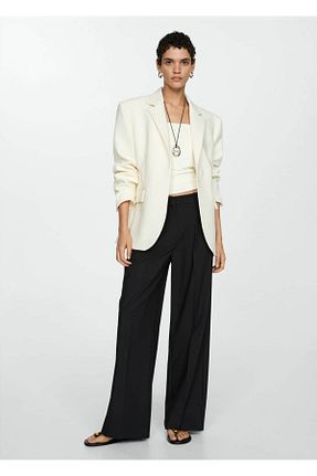 شلوار مشکی زنانه الاستین MANGO - کد 856997496