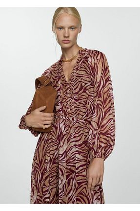 لباس زرشکی زنانه بافت MANGO - کد 854742000