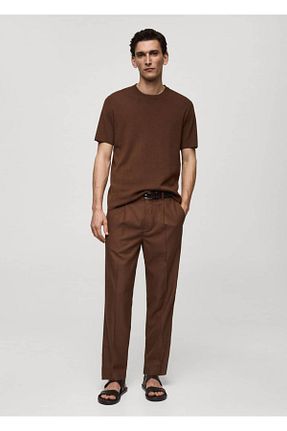 تیشرت قهوه ای مردانه رگولار MANGO Man - کد 832592623