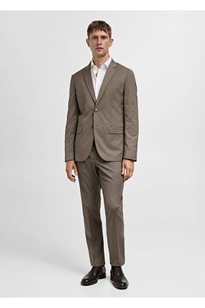 شلوار بژ مردانه پلی استر MANGO Man - کد 856980455