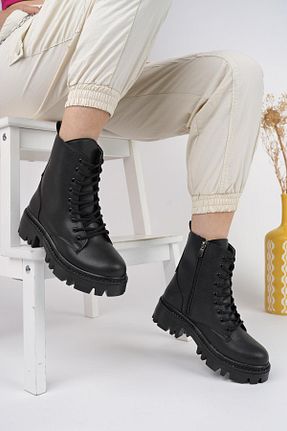 بوت / نیم بوت مشکی زنانه چرم مصنوعی Muggo - کد 758338122
