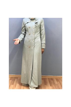 مانتو بلند طوسی زنانه پلی استر İklim - کد 358463008