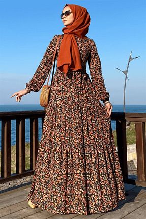 لباس حجاب نارنجی زنانه رگولار Rabia Şamlı - کد 345886794