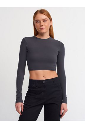 بلوز طوسی زنانه ساده Dilvin - کد 800809290