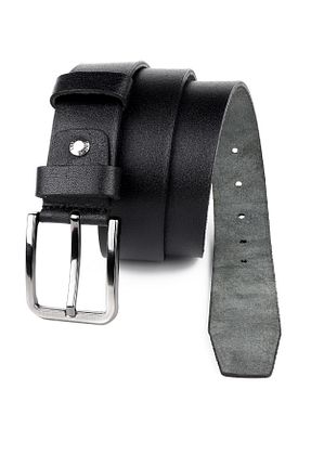 کمربند مشکی مردانه چرم خالص LUGMO - کد 39402812