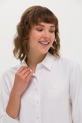 پیراهن سفید زنانه یقه پیراهنی U.S. Polo Assn. - کد 834579161