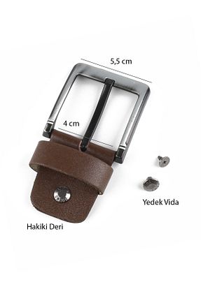 کمربند قهوه ای مردانه چرم خالص LUGMO - کد 356280071