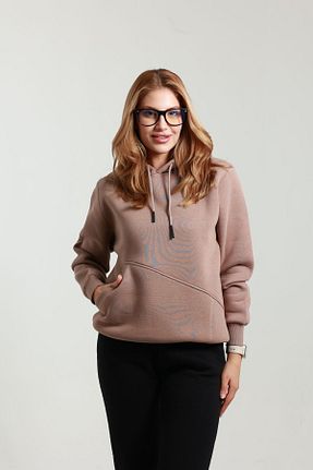 سوئیشرت قهوه ای زنانه ساده TKT - کد 858558464